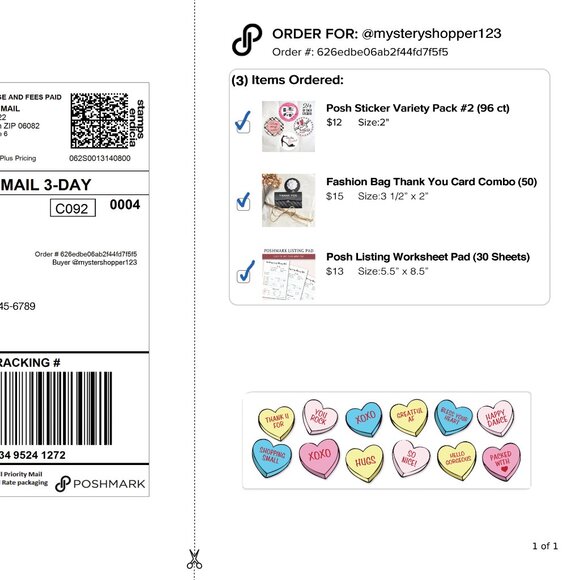 Candy Hearts Sticker Labels – (48 ct) - Picture 3 of 4